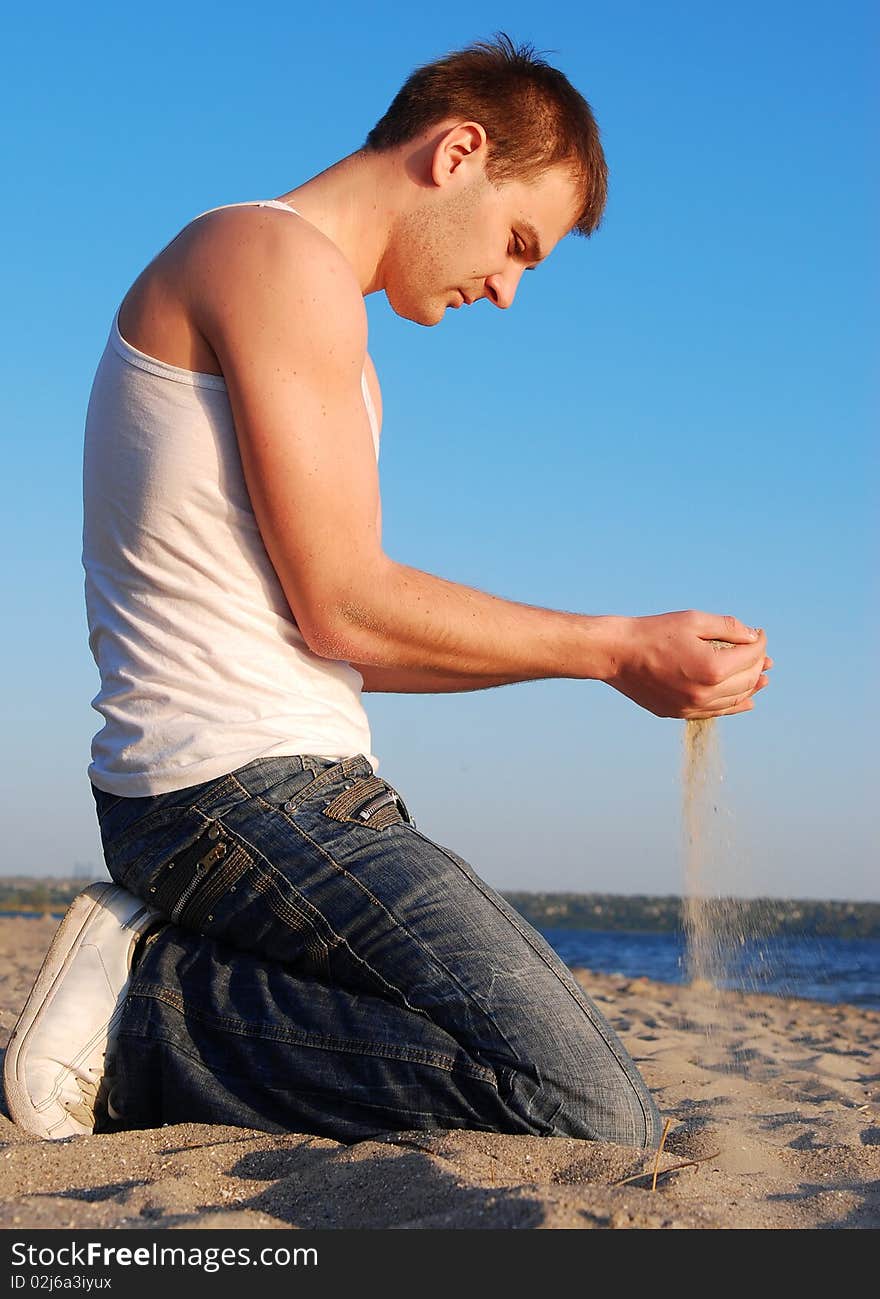 Young man on the beach