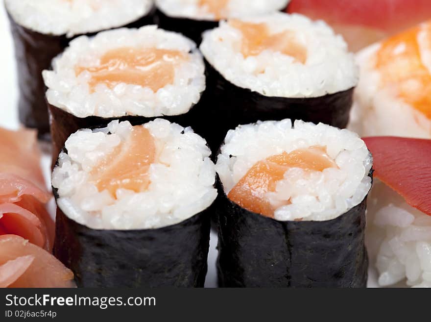 Japan traditional food, diferent sushi. Japan traditional food, diferent sushi