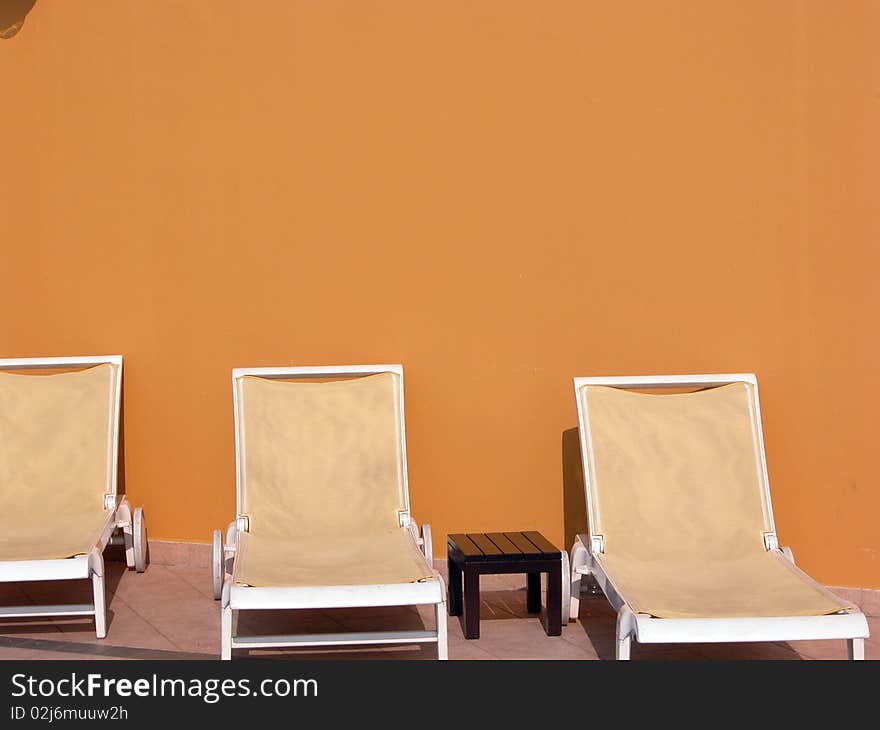 Sun loungers on French Riviera