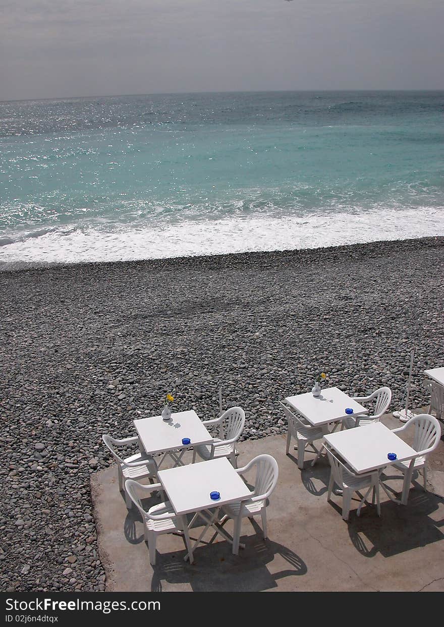 Café on beach, Nice