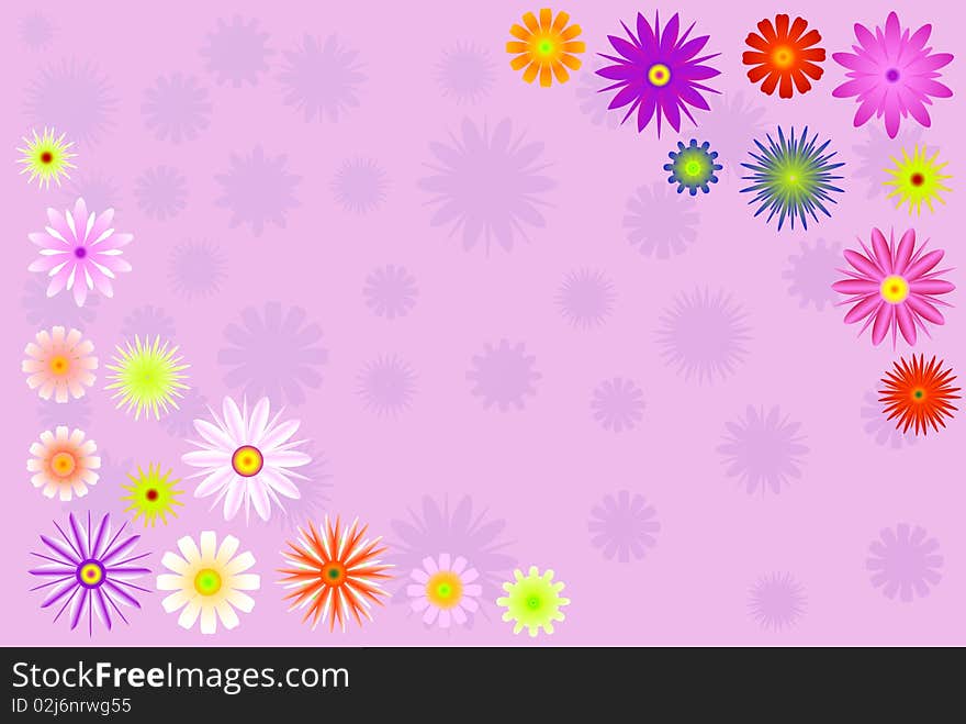 Two bright color flower corners illustration