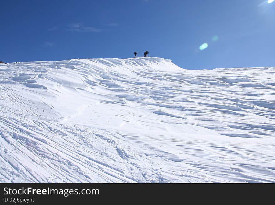 Alpine ski touring on italian alps. Alpine ski touring on italian alps.