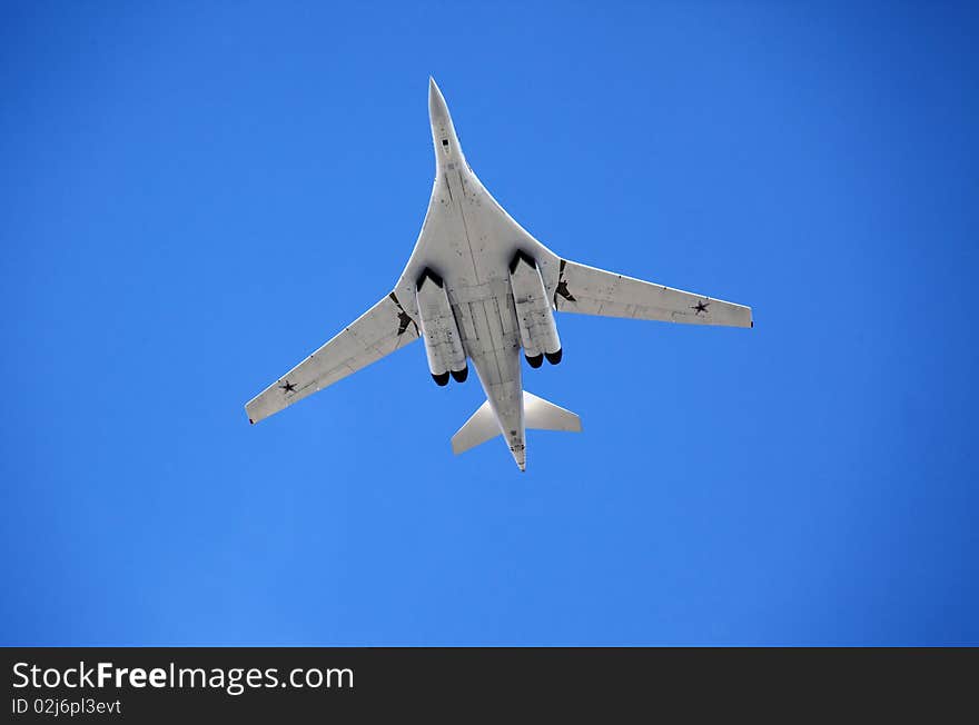 Strategic bomber-rocket carrier TU160 in air