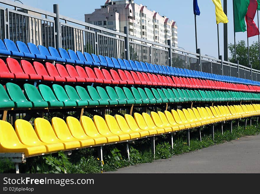 Seats at small city stadium. Seats at small city stadium