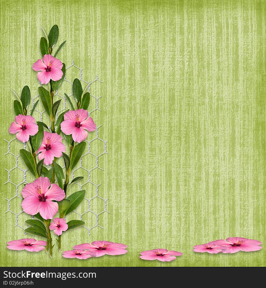 Card for the holiday  with flowers on the abstract background