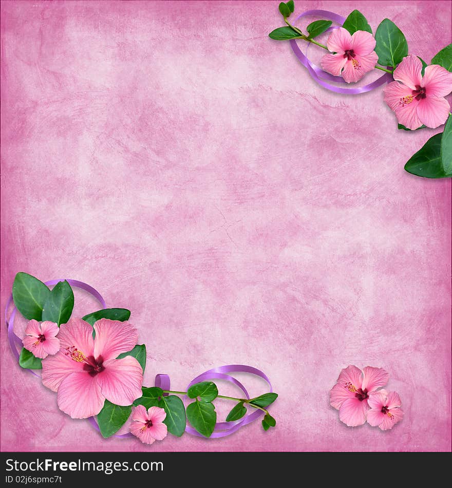 Card for the holiday  with flowers on the abstract background