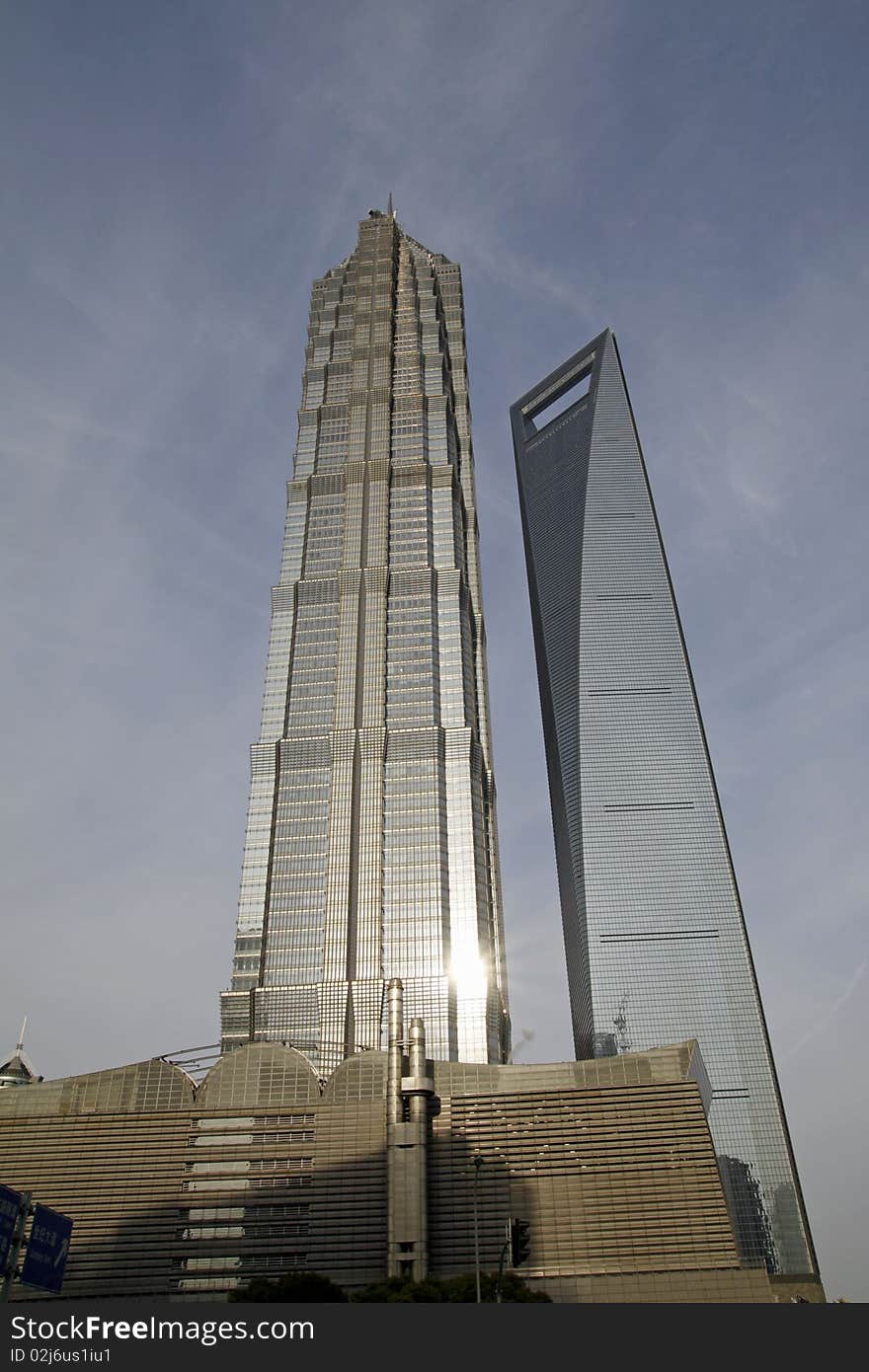 Jin Mao Building and Financial Center Building,Office building，Lujiazui in Shanghai