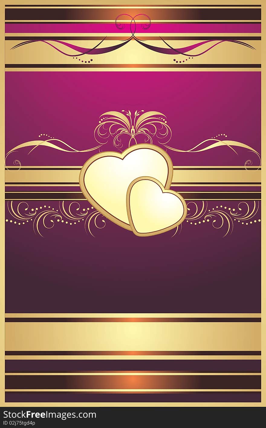 Hearts With Ornament. Decorative Background