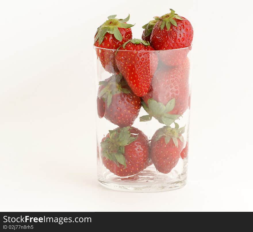 Most natural red strawberries, still life, isolated over white background