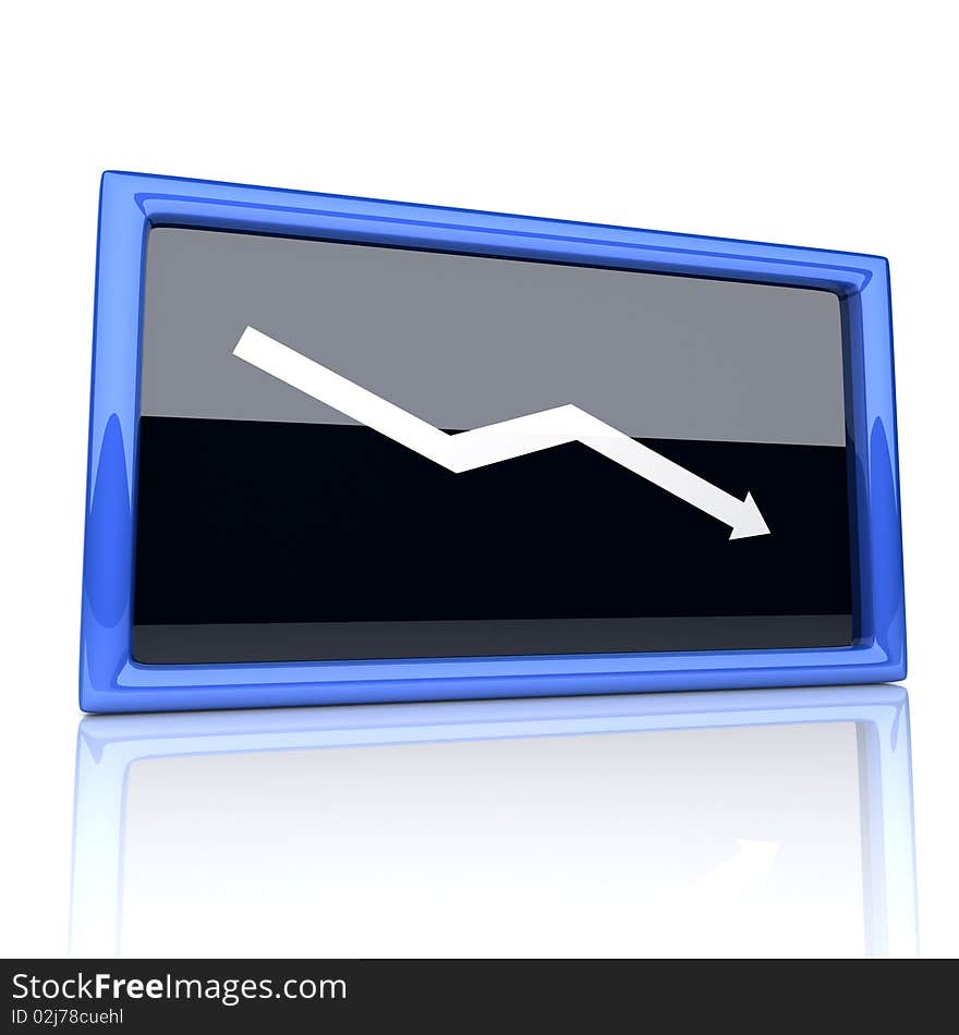 Illustration of blackboard with white falling graph