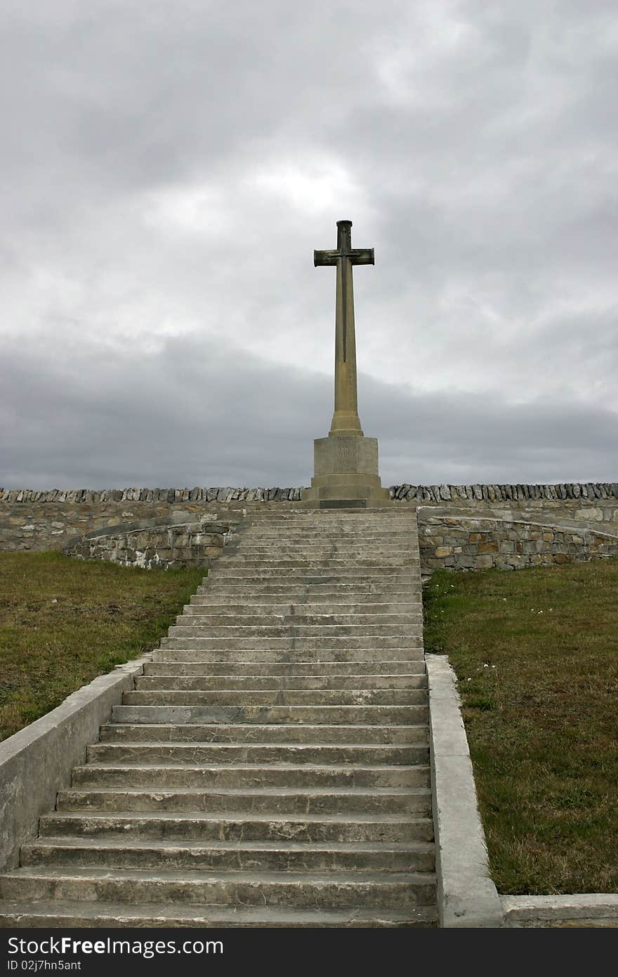 Cross monument for death in Falkland war