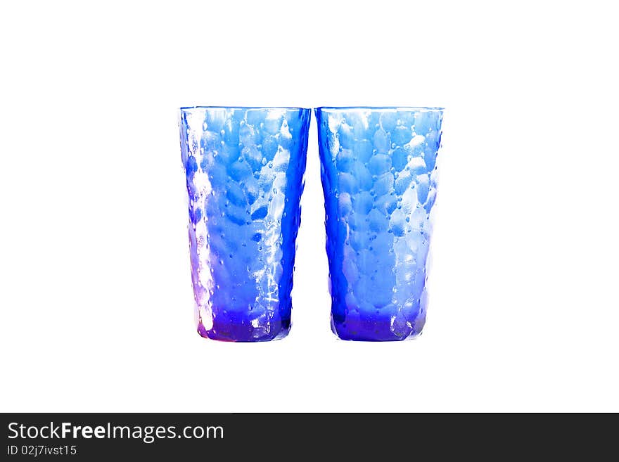 Blue glasses on a white background