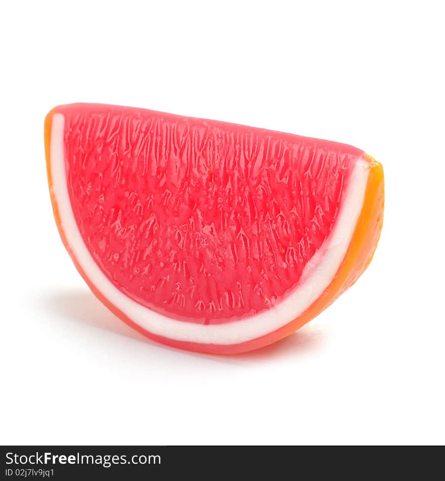 Lobule of grapefruit on a white background