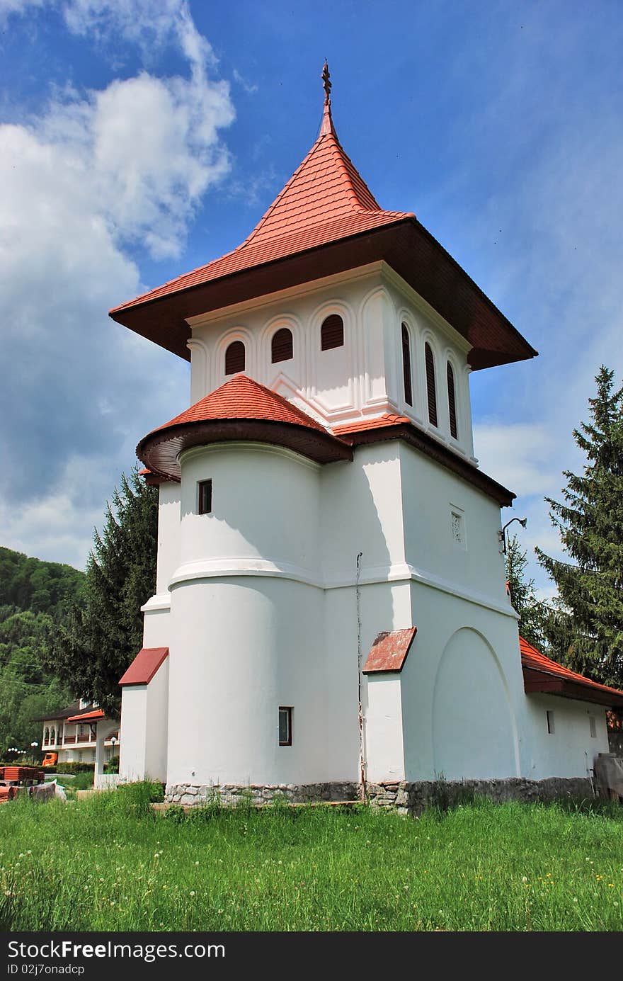 A picture of the exteriors of the Brancoveanu Monastery located on the valley of Sambata river, Romania. A picture of the exteriors of the Brancoveanu Monastery located on the valley of Sambata river, Romania.