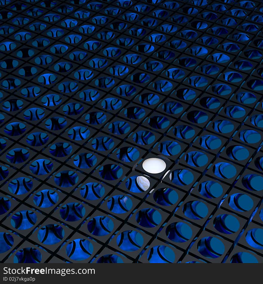 White ball in the gray-blue grid. White ball in the gray-blue grid