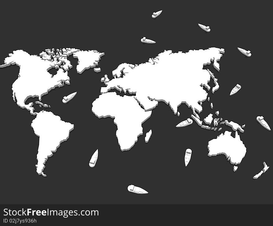 Illustration of a world map cargo. Illustration of a world map cargo