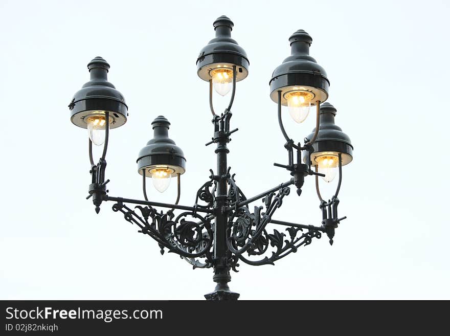 Street light made of wrought iron.