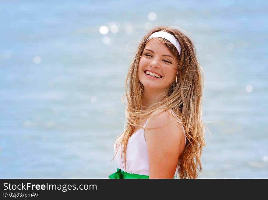 Outdoor portrait of happy girl