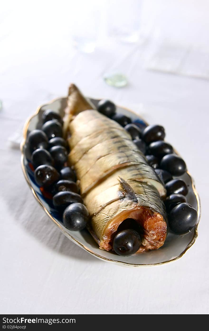 Smoked fish and olive