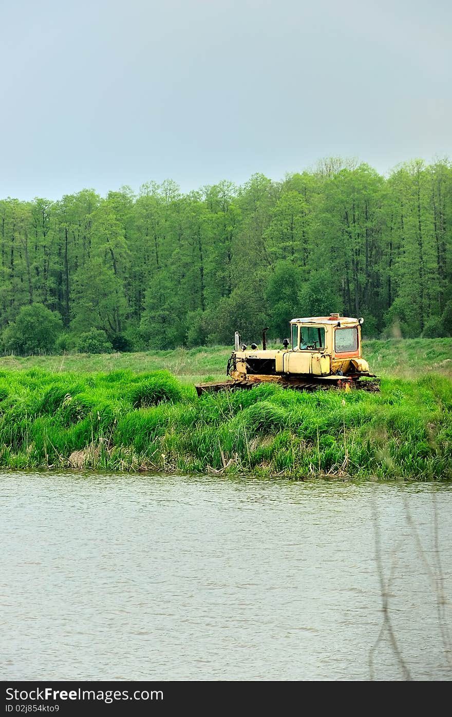 Taking is presenting left between lakes bulldozer.