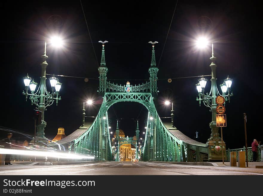 Liberty bridge by night