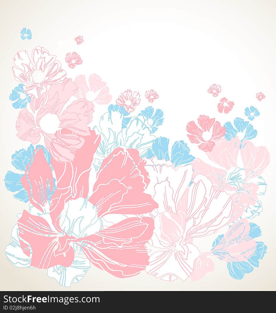 Floral Bouquet Background With A Space For A Text