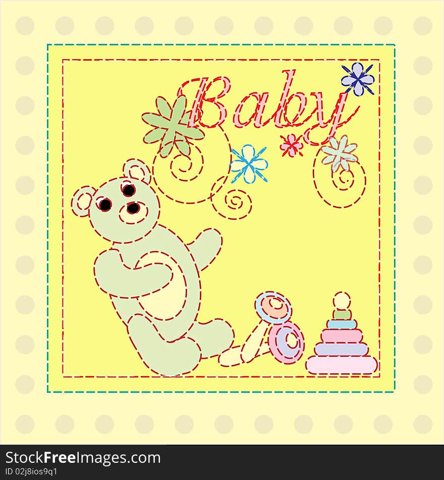 Universal baby boy or girl arrival announcement card. Illustration, . Universal baby boy or girl arrival announcement card. Illustration, .