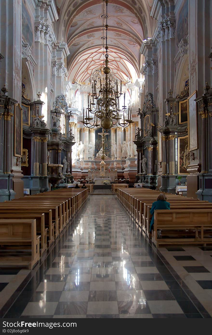 Indoor Christian Church With Lights