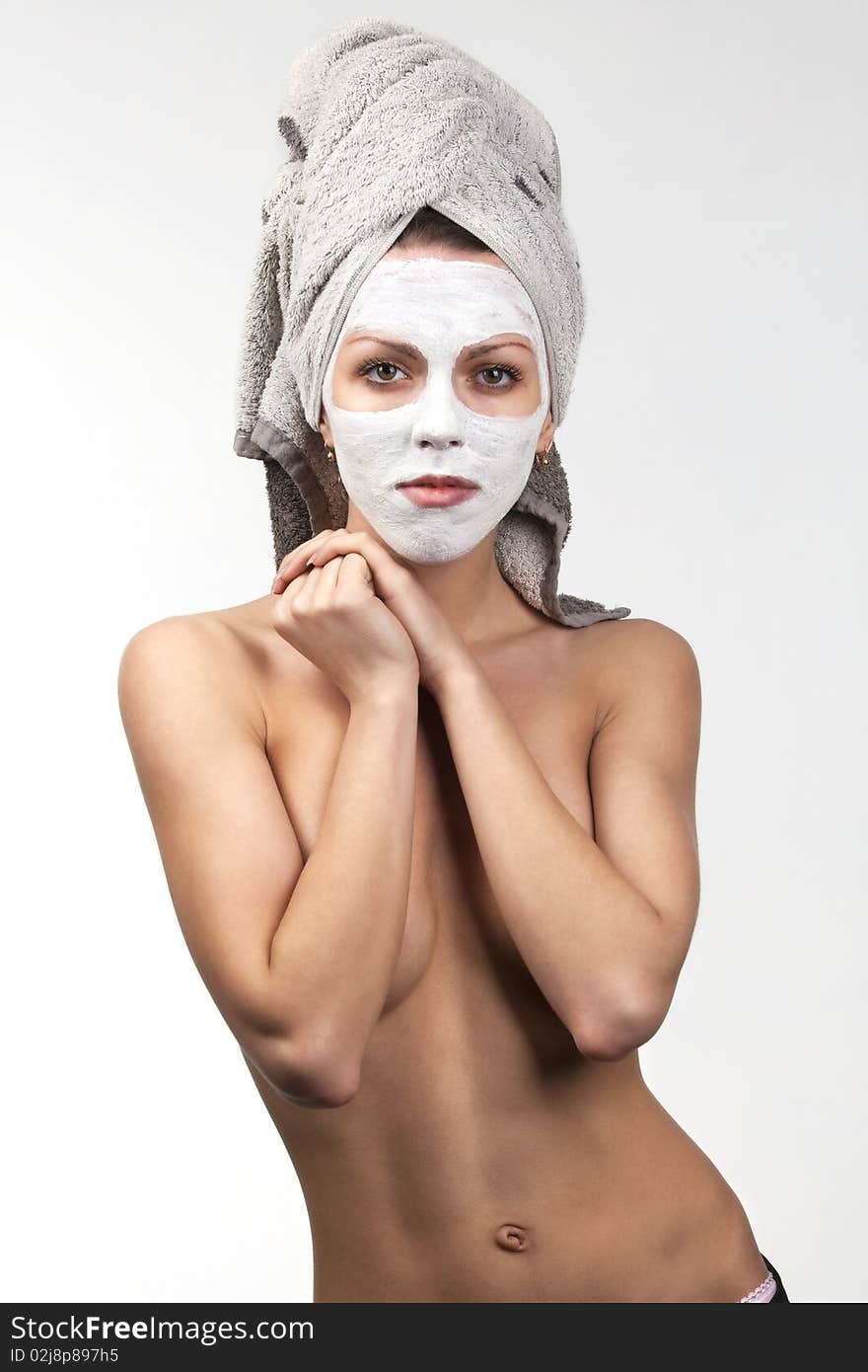 Topless Girl With Facial Mask