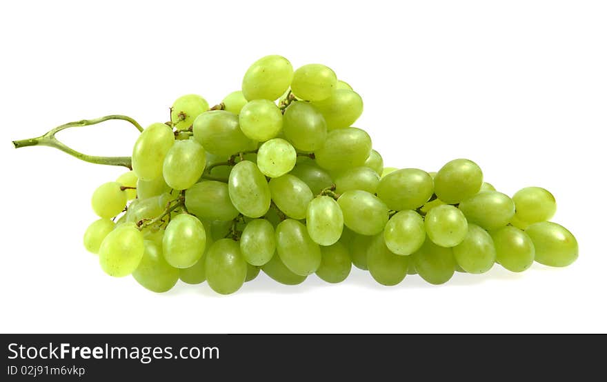 Green grapes isolated on white