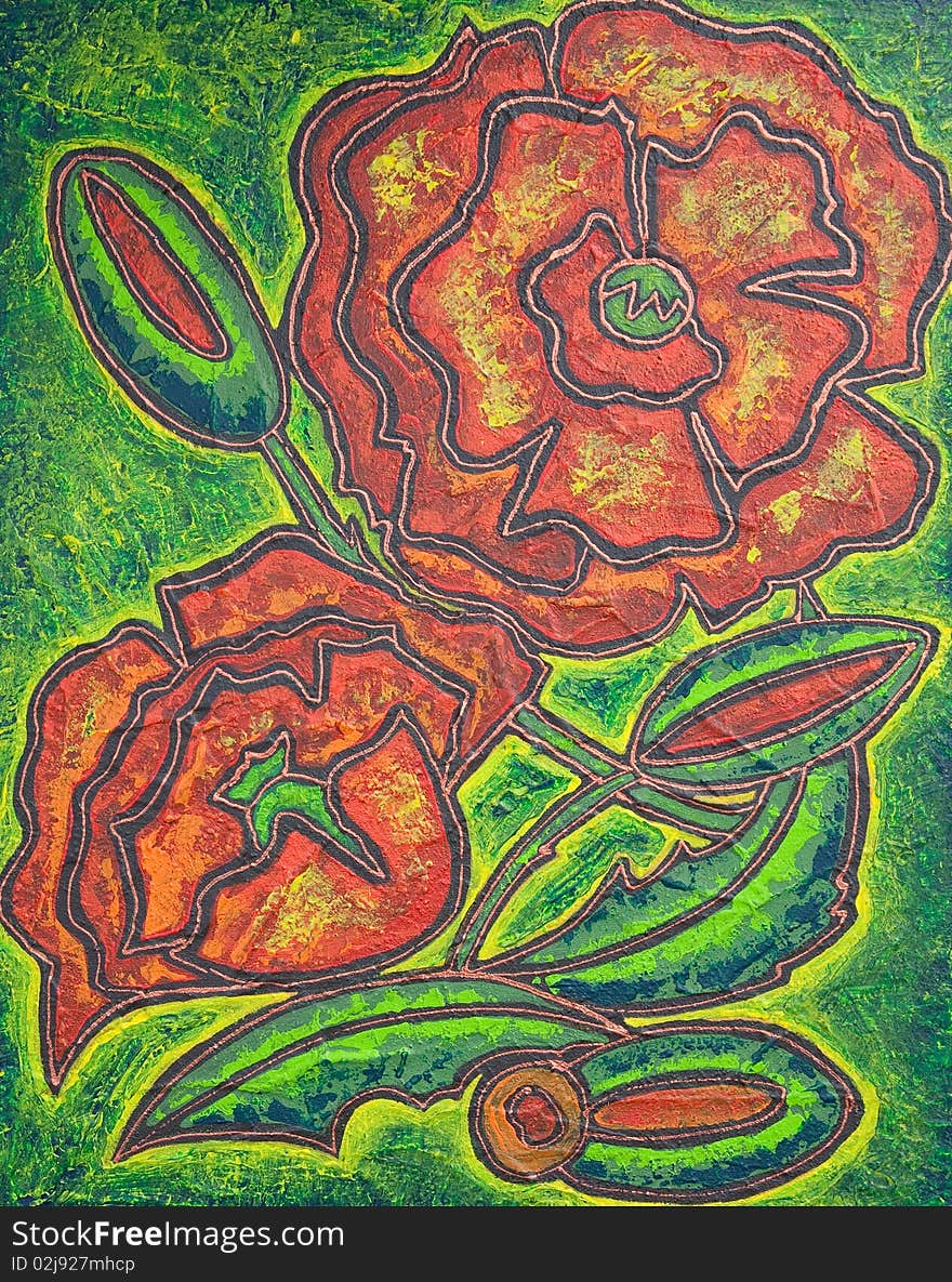 Acrylic painting of spring flowers. Acrylic painting of spring flowers