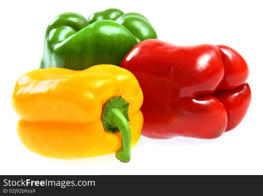 Red, yellow and green paprika