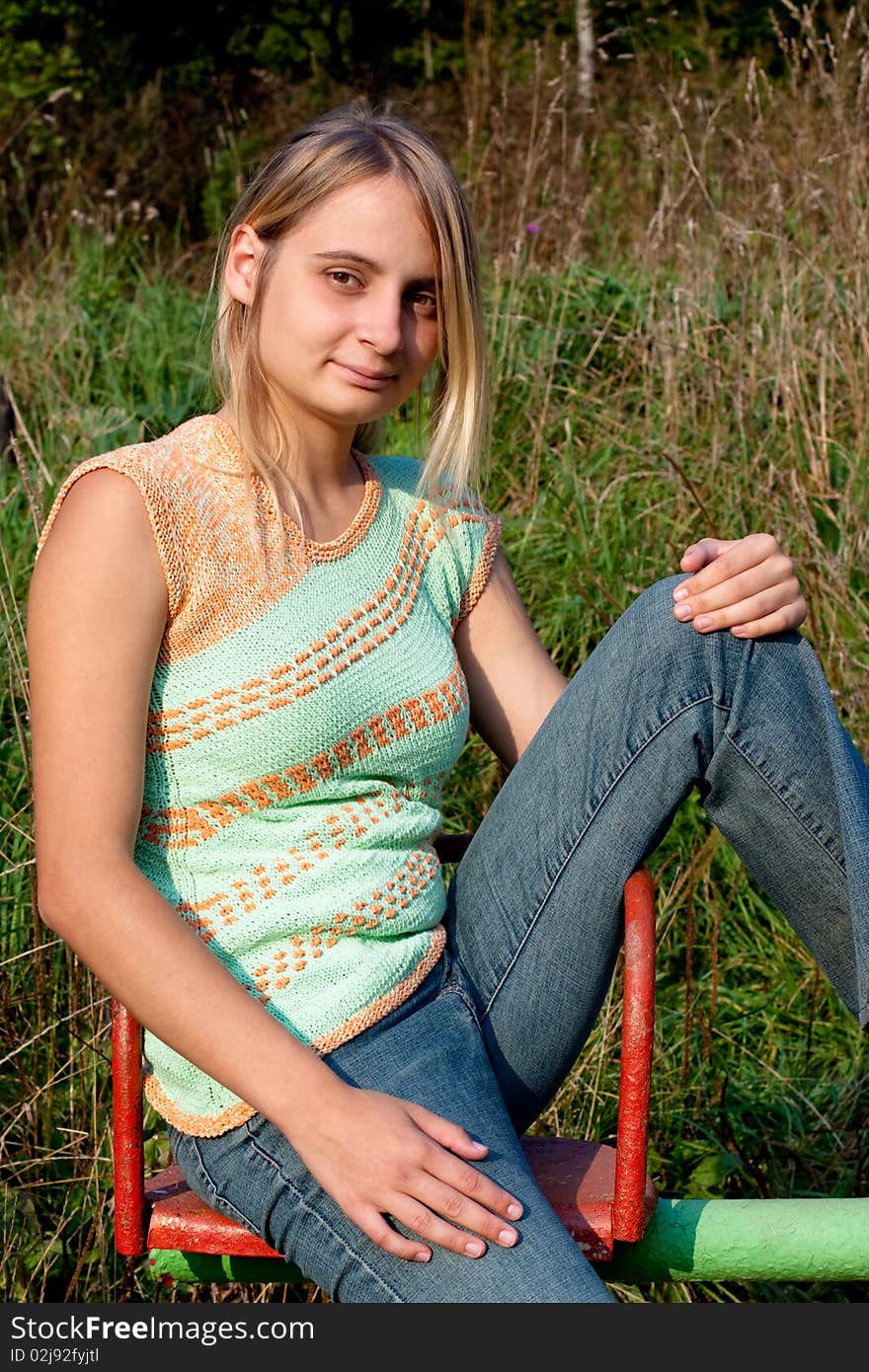 Girl in sleeveless top