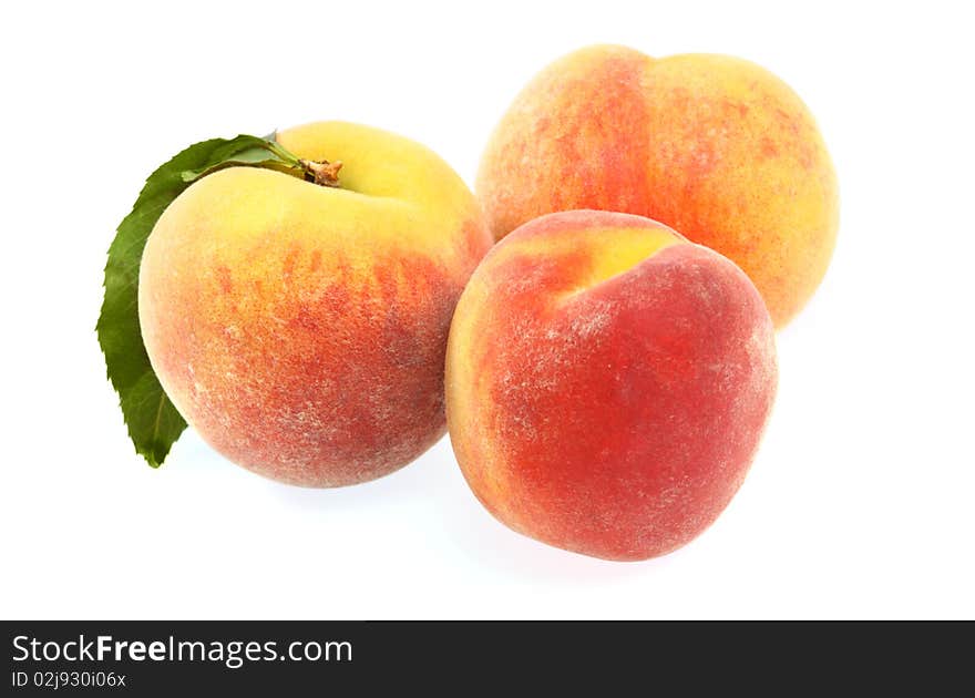 Peaches isolated on white background