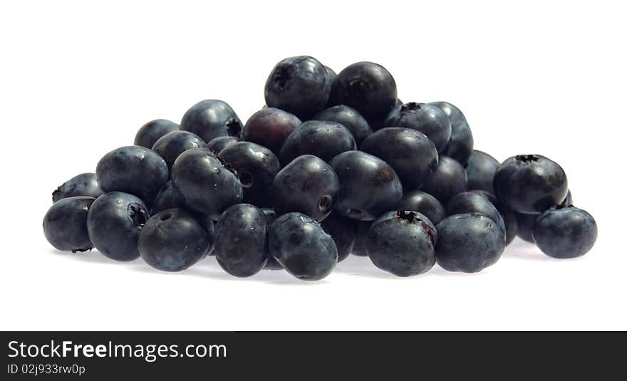 Sweet bilberries on white background