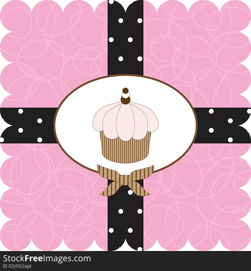 Illustration of card with muffin. Illustration of card with muffin