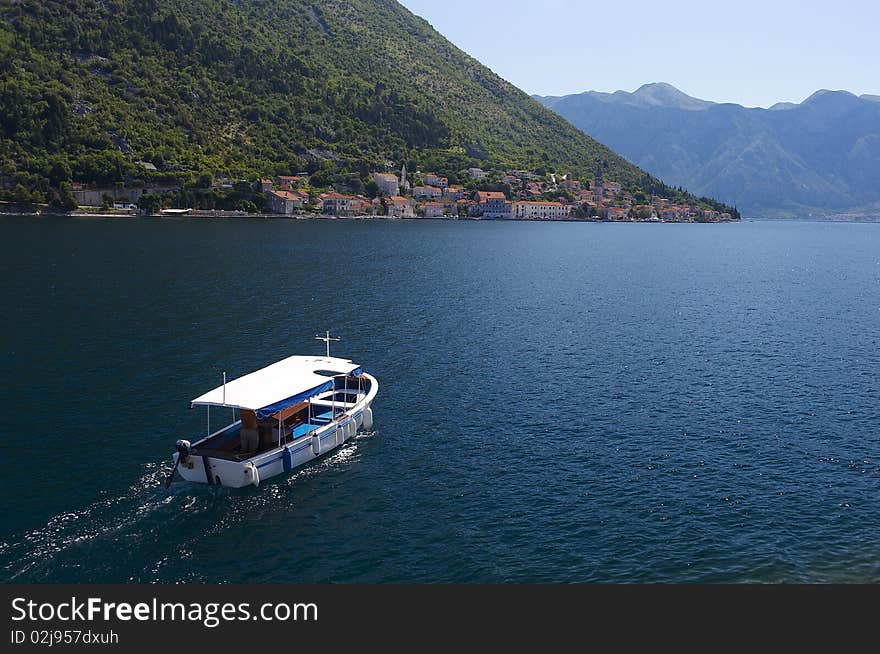 Sea taxi on the Adriatic boat Montenegro Tivat