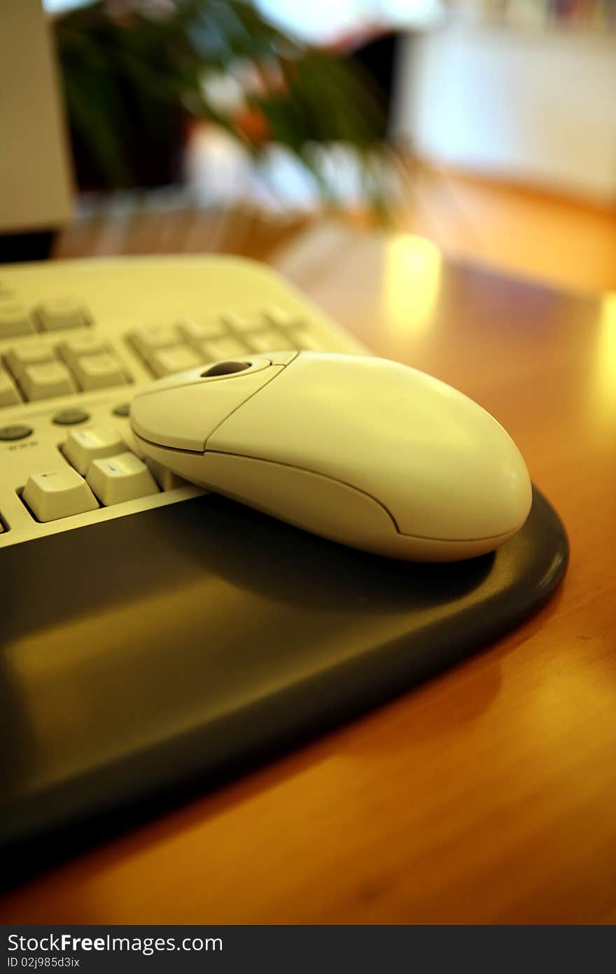 Mouse and keyboard on a desk