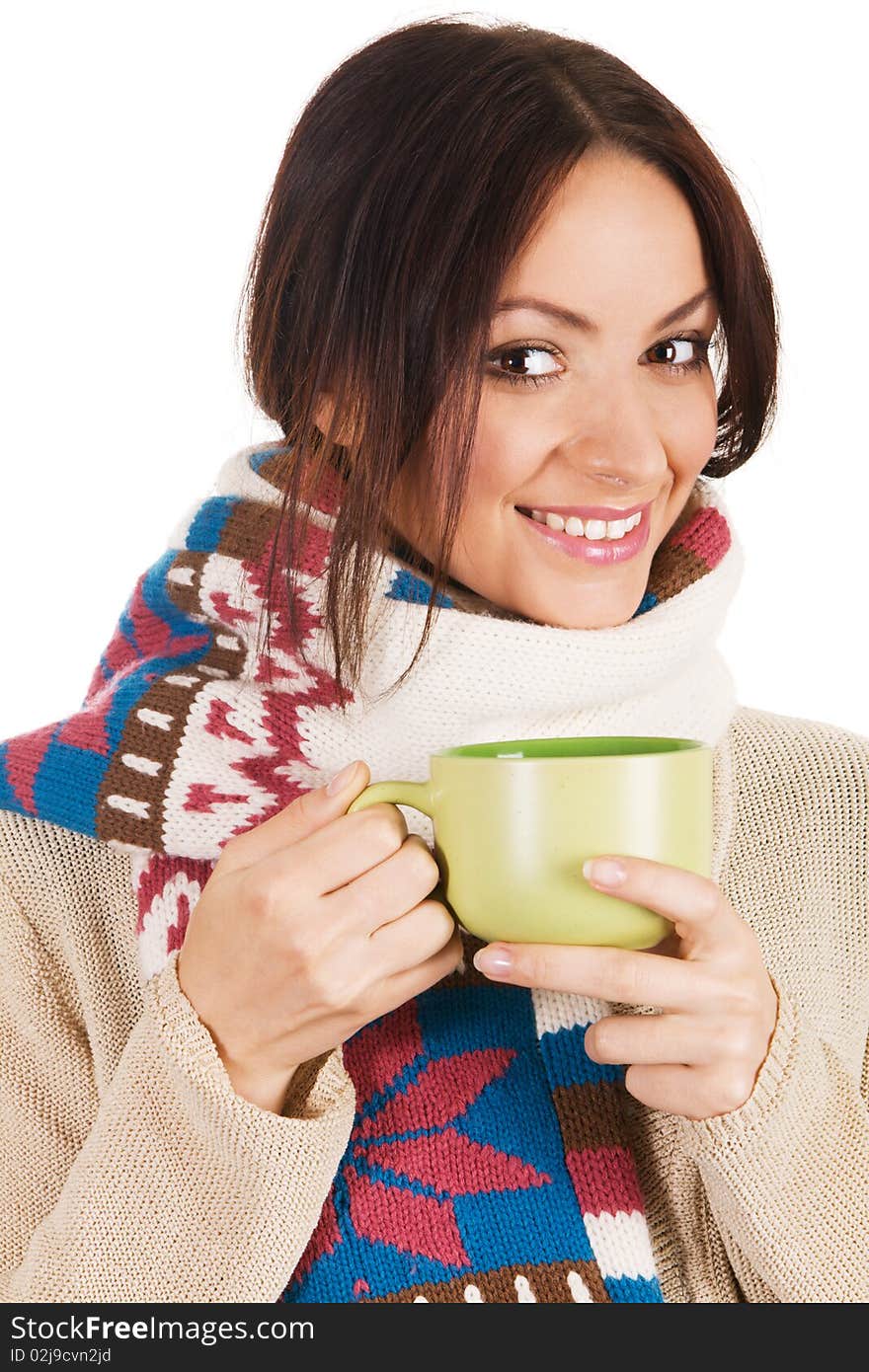 Young Beautiful Woman With A Cup Of Tea