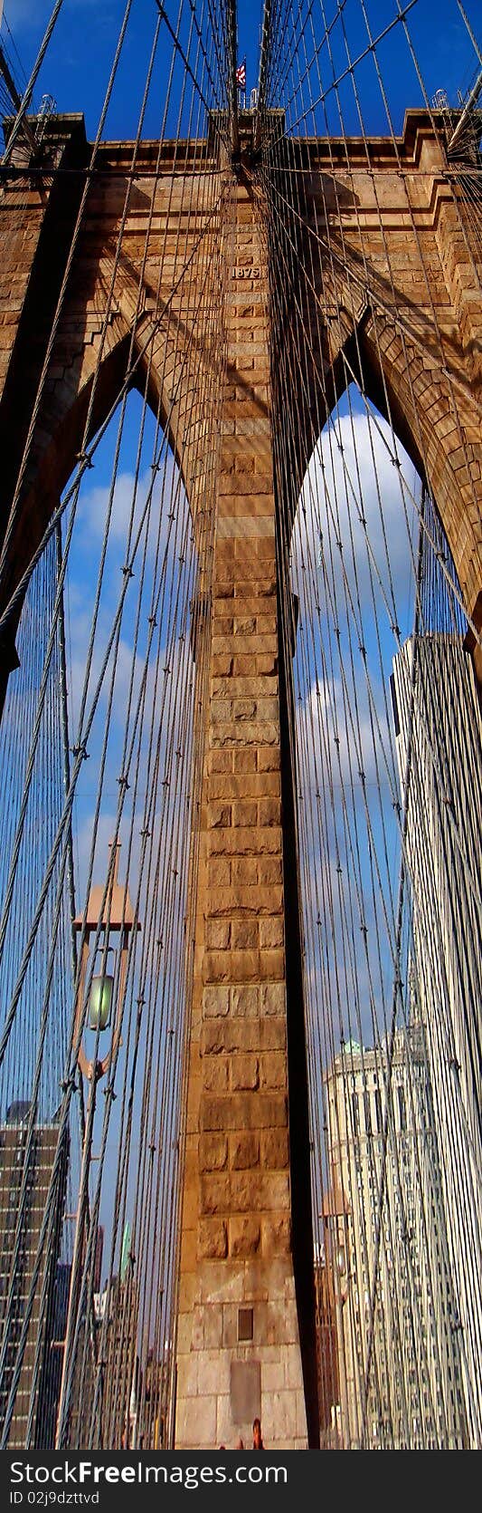 Architectural detail of the Brooklyn bridge. Architectural detail of the Brooklyn bridge