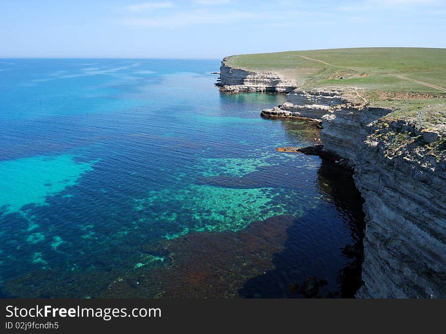 The stone cliffs at the coastline of the Black sea. The stone cliffs at the coastline of the Black sea