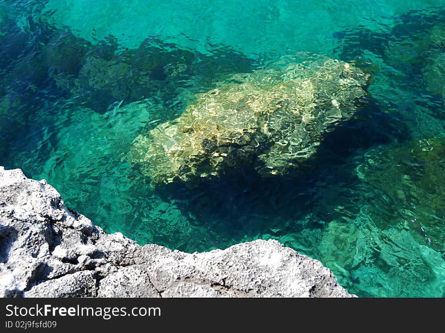 Big stone under water of the Black sea, Western coast. Big stone under water of the Black sea, Western coast