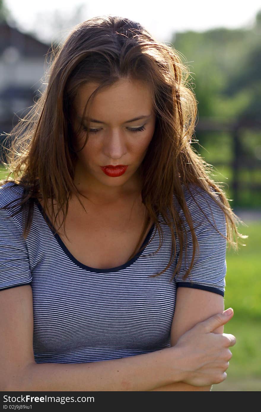 Closeup portrait of young woman