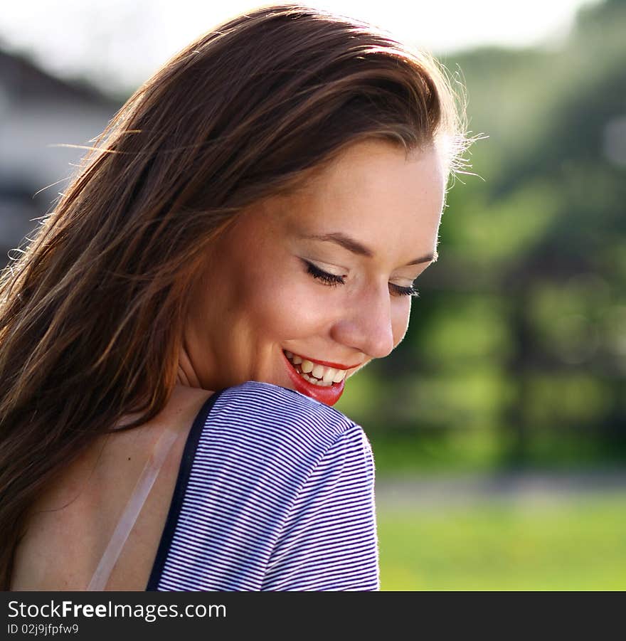 Closeup portrait of young woman