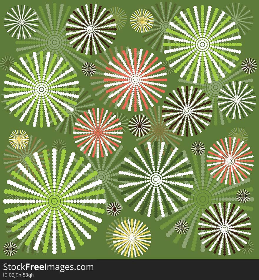 Green background with abstract flowers. Green background with abstract flowers