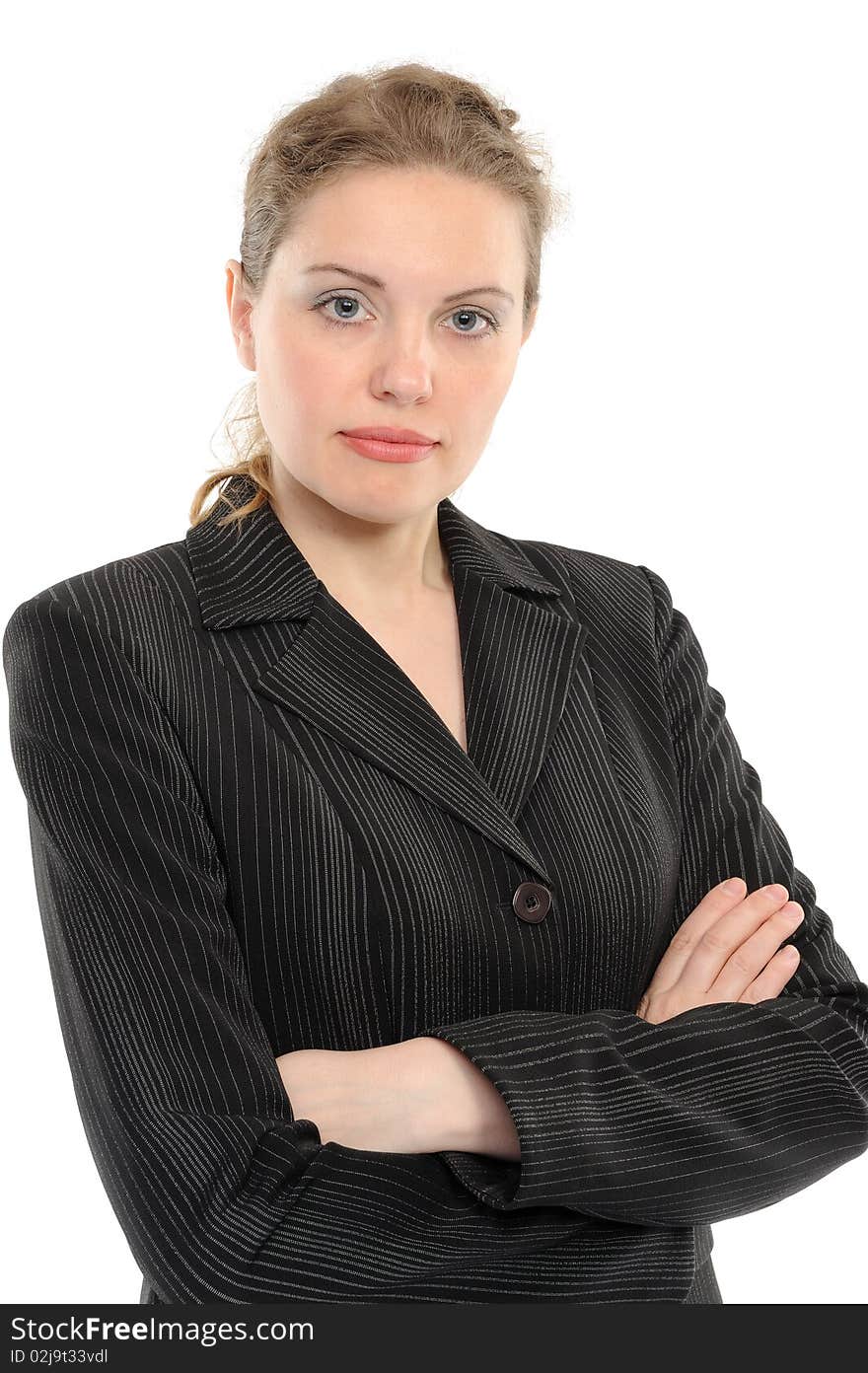 Portrait of a young attractive business woman over white background. Portrait of a young attractive business woman over white background