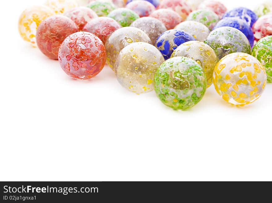 Colorful decorative glass balls isolated on white. Colorful decorative glass balls isolated on white