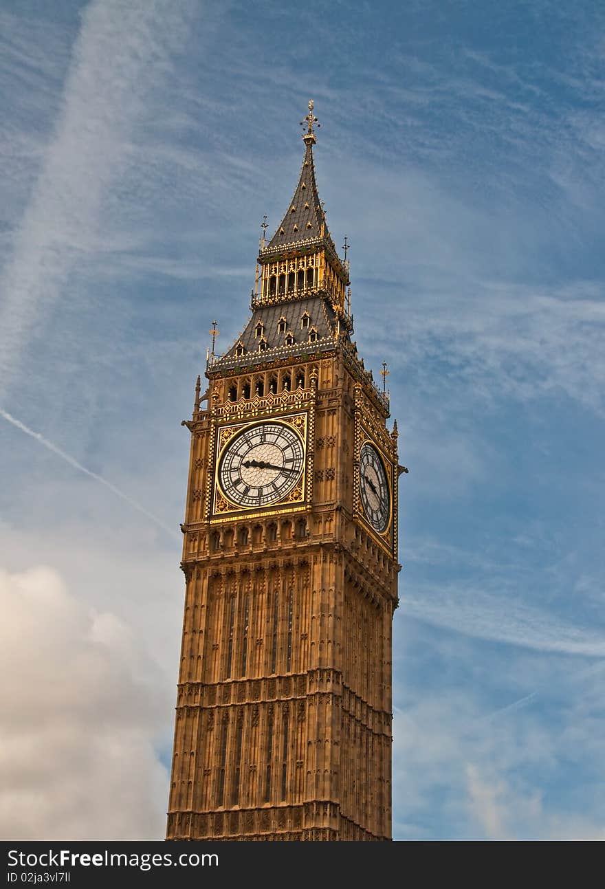 Famous Big Ben in downtown London on sunny day. Famous Big Ben in downtown London on sunny day