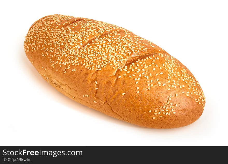 Bread with sesame on white background