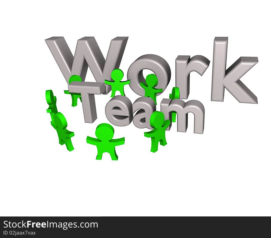 An abstrakt team work symbol in 3d. An abstrakt team work symbol in 3d